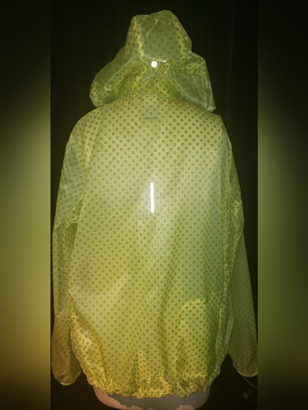 Nike Runner Neon Lime Green Reflector Hoodie Foldable Jacket L - Picture 7 of 15